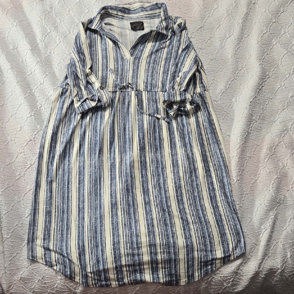 3/$10 Love Blue and White Striped Midi Dress